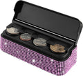 Bling Coin Holder for Car with 4 Compartments - Rhinestone Coin