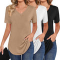 Ficerd Women's Summer Tunic Top with Short Sleeves for Everyday Wear
