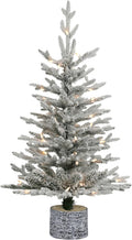 Pre-Lit Potted Flocked Arctic Fir Artificial Christmas Tree - Compact