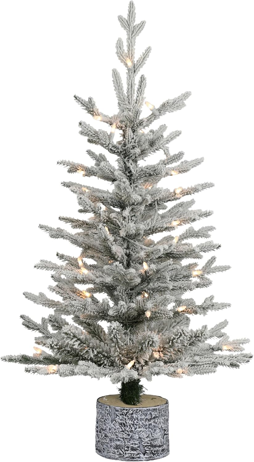 Puleo Pre-Lit Potted Flocked Arctic Fir Christmas Tree Review