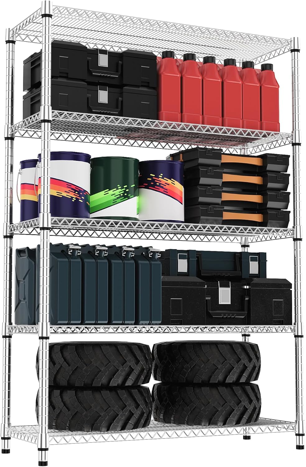 5 Tiers Metal Storage Shelves for Home, Kitchen, Office, Garage