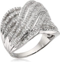 Sterling Silver Diamond Band Ring - Sparkling Multi-Strand Band