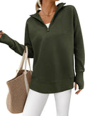 PRETTYGARDEN Long Sleeve Quarter Zip Pullover Sweater (Style B6S9)