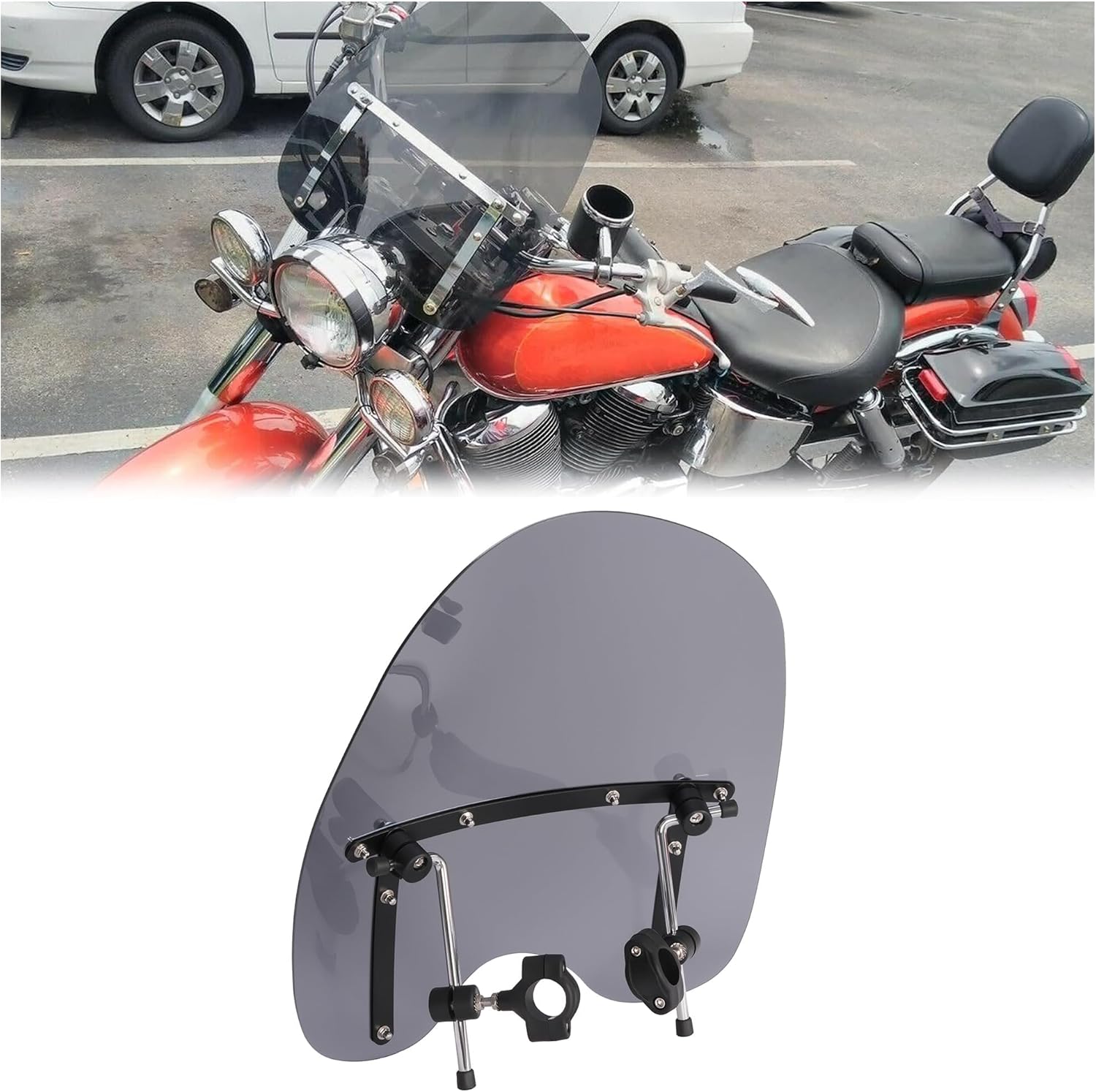 ECOTRIC Universal Tinted Windshield for Harley Suzuki Yamaha