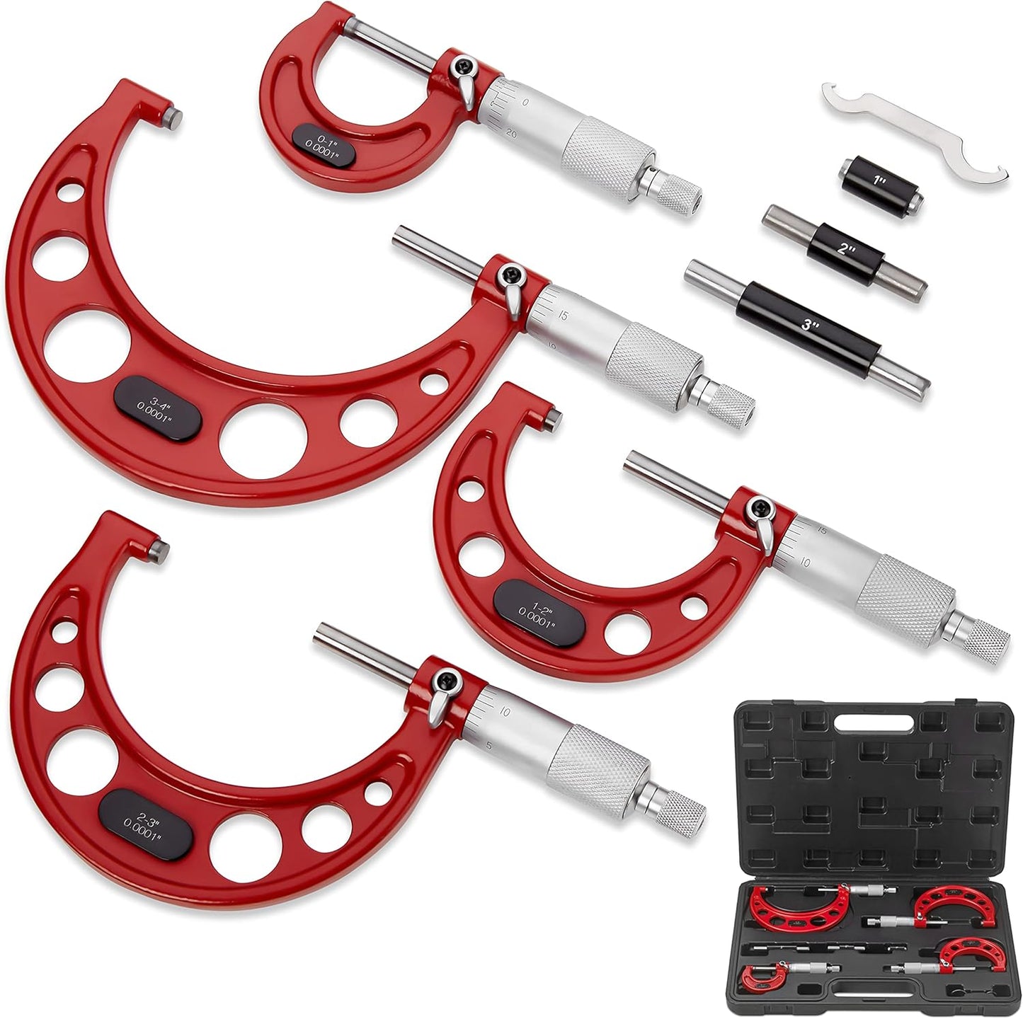 Premium Outside Micrometer Set 0-4in Precision Machinist Tools