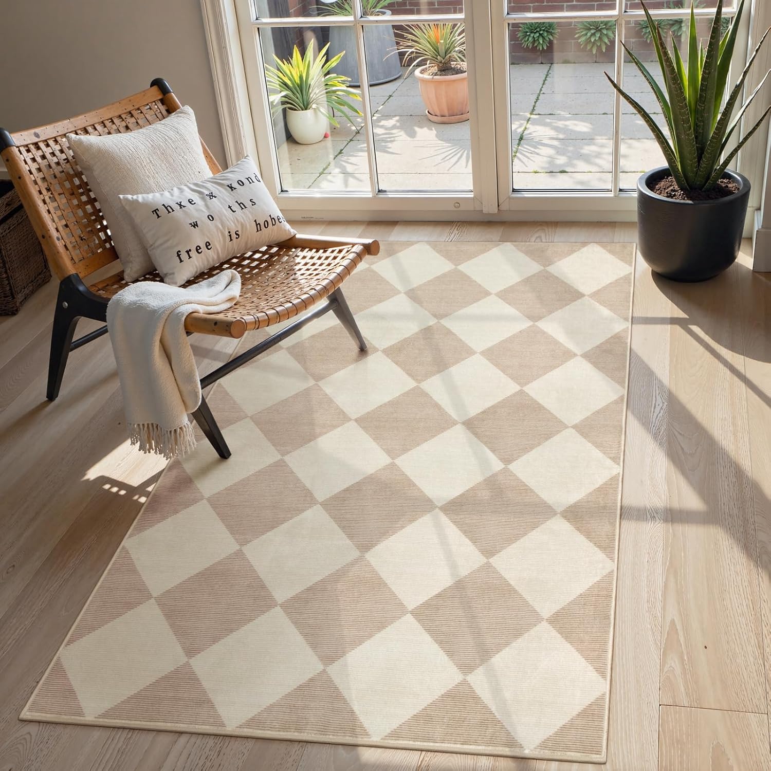 Beeiva Checkered Print 3x5 Washable Area Rug for Modern Homes