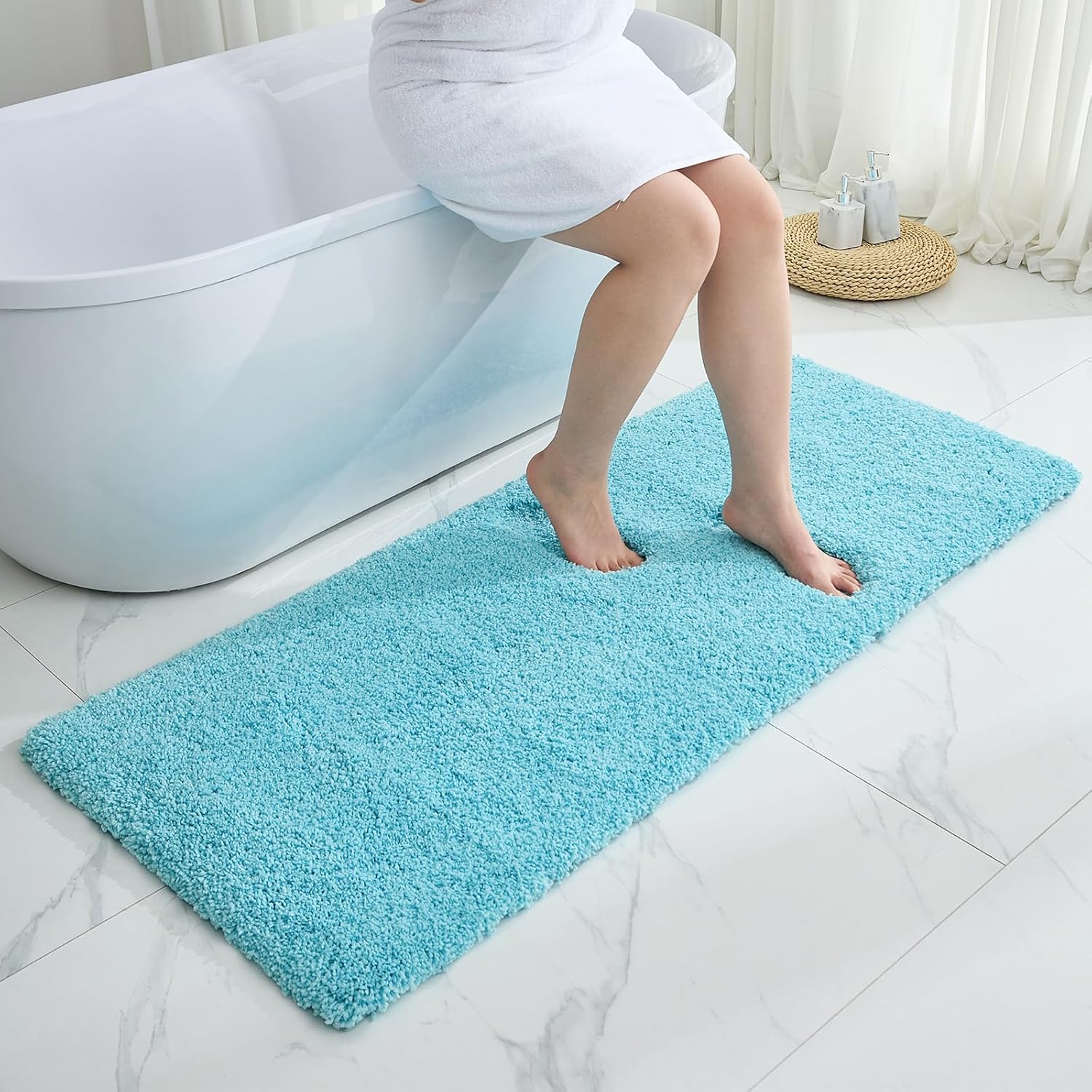 Non Slip Fluffy Long Bath Mat 24x70 for Bathroom Floor