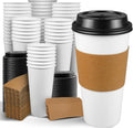 Ginkgo 100 Pack 20 oz Disposable Paper Coffee Cups with Lids - Bulk