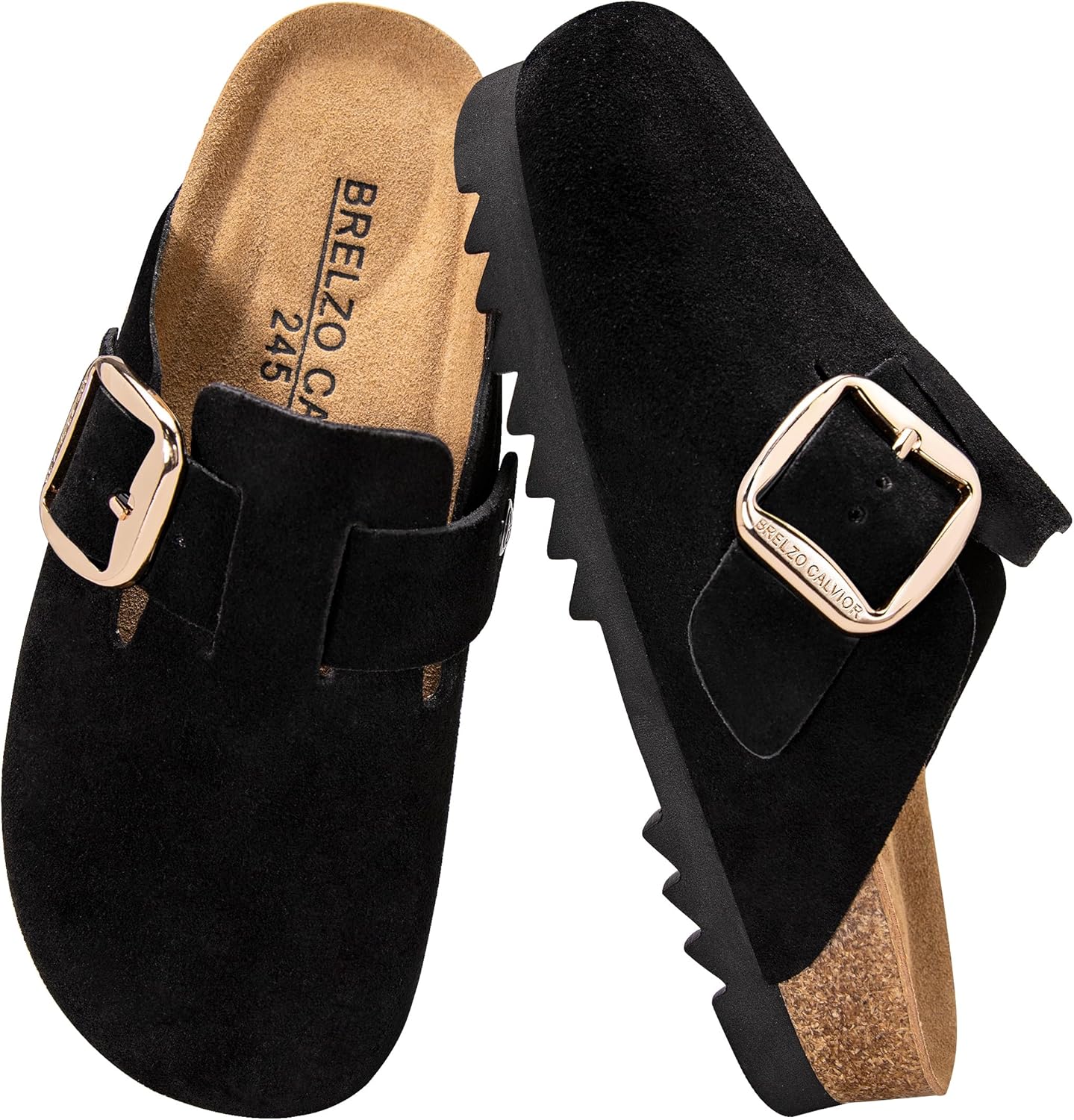 Suede Clogs for Women and Men Slip-on Mules with Buckle