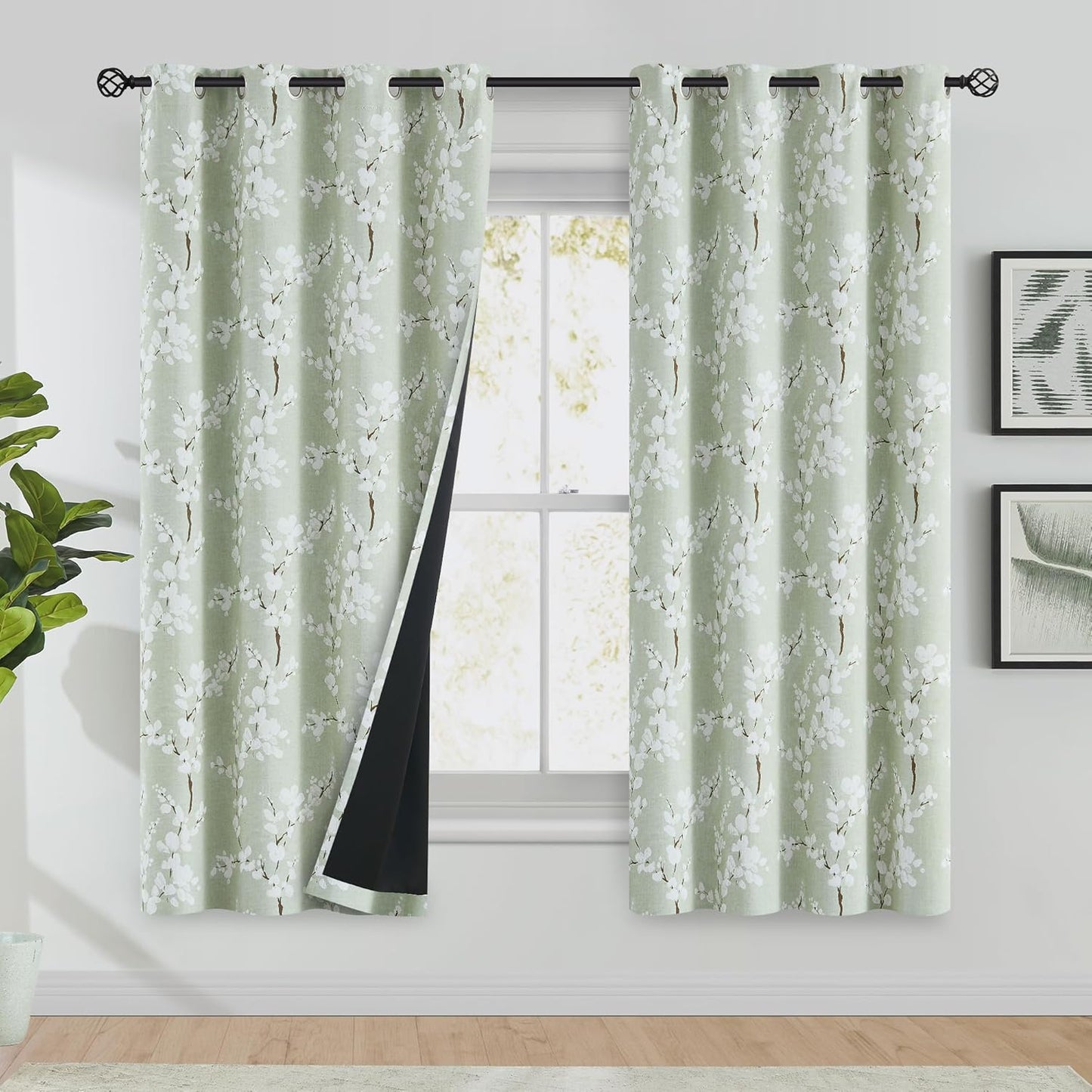 FMFUNCTEX Blackout Floral Curtains for Bedroom and Living Room