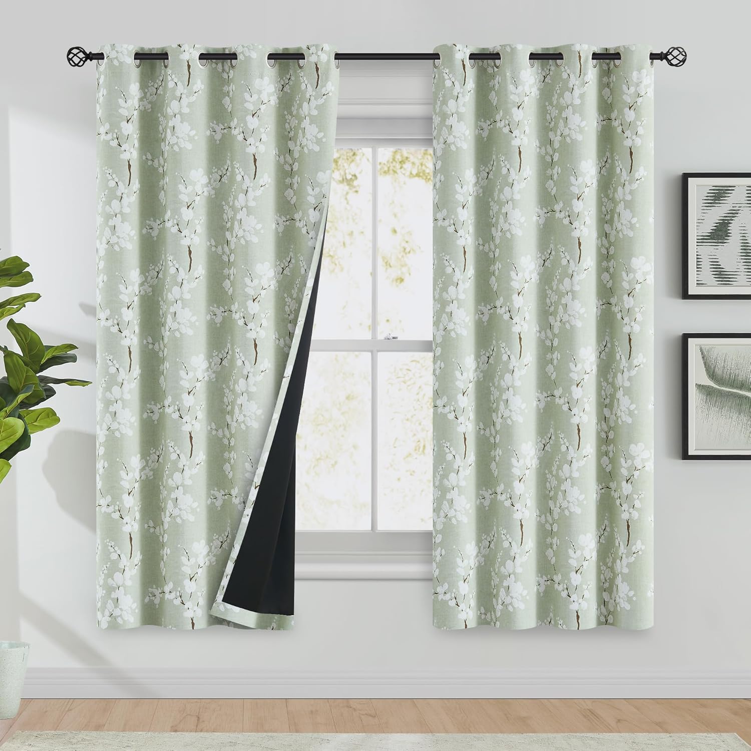 FMFUNCTEX Blackout Floral Curtains for Bedroom and Living Room