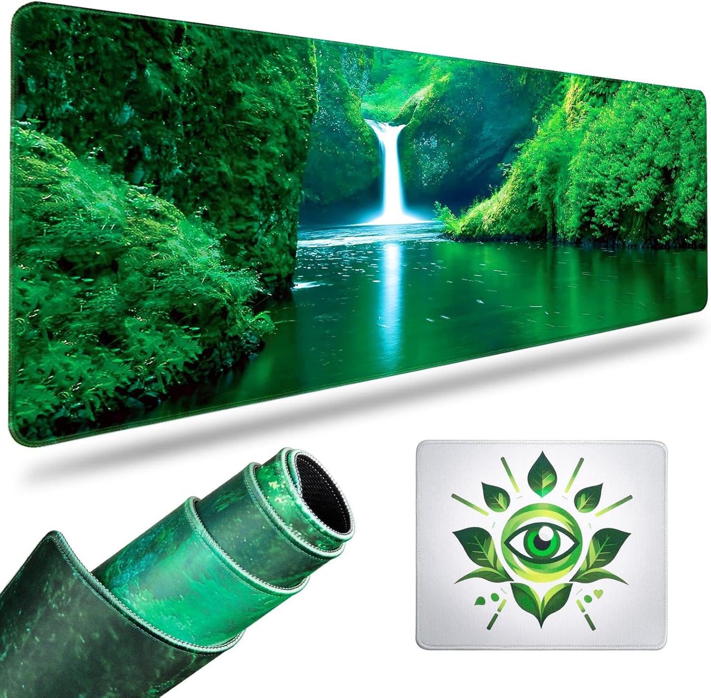 Large Green Gaming Mouse Pad Set - Eye Protection, Non-Slip, Desk Decor