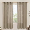 LAMIT Taupe 72 in Linen Curtains 2 Panels - Light Filtering, Textured