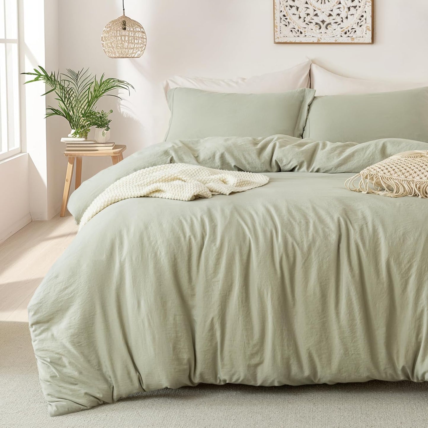 MILDLY Super Soft Duvet Cover Set in October Mist Sage Color