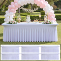 6 pk White Spandex Table Cloth Rectangle 8ft with Ruffle Skirt