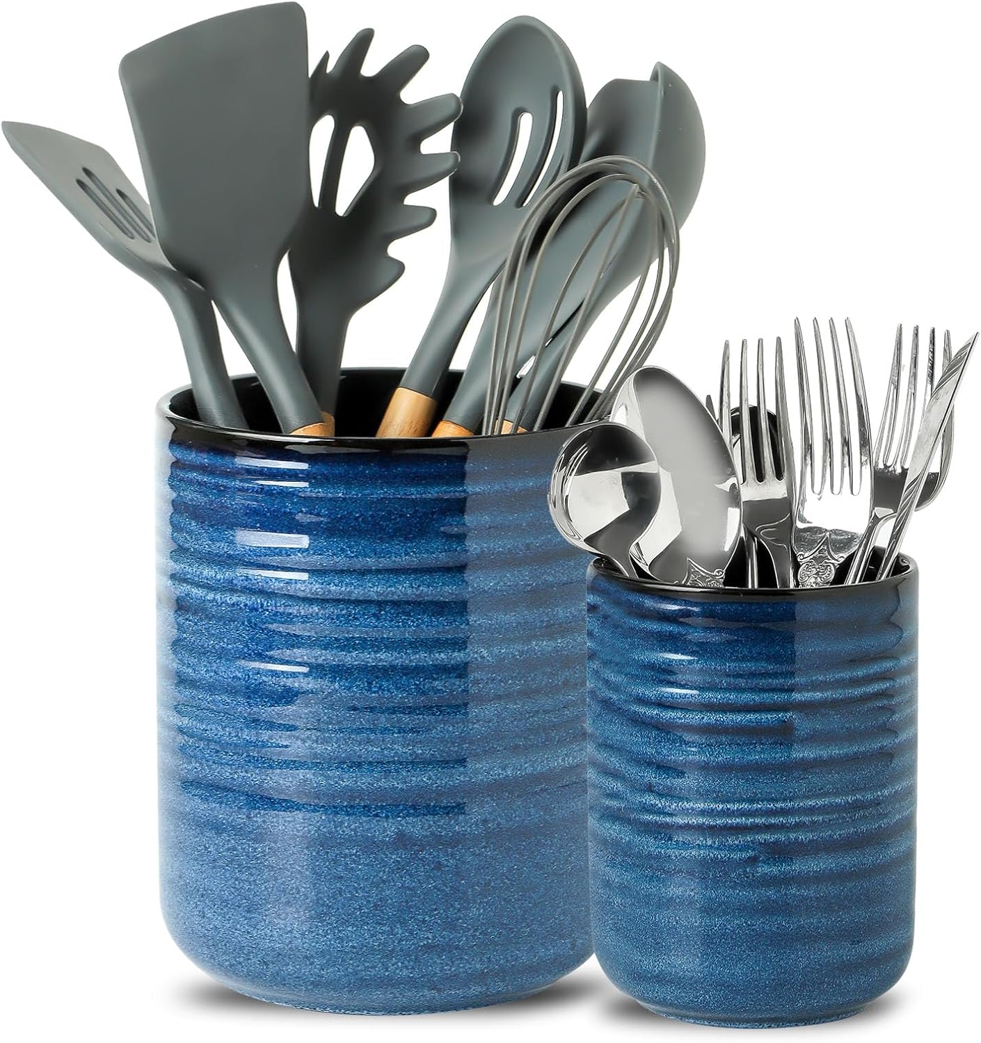 Hasense Ceramic Utensil Holder Set for Stylish Kitchen Storage