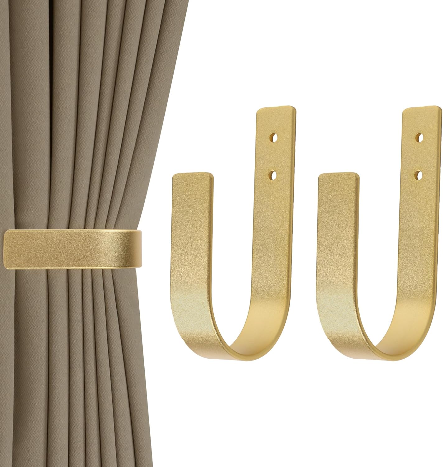 Gold U Shaped Curtain Holdbacks x2 | Stylish and Secure