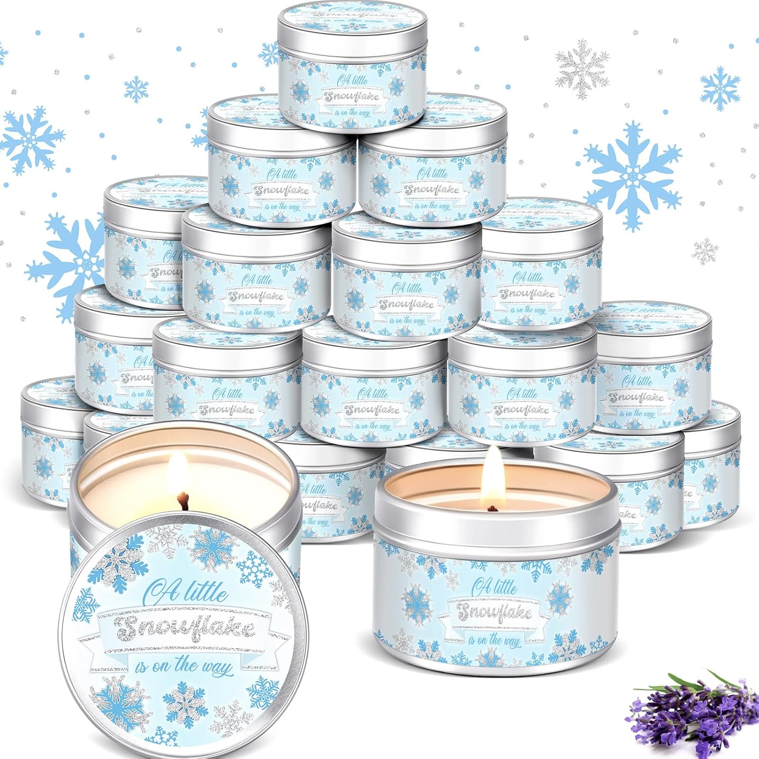 Lavender Scented Baby Shower Candles - 24 Pcs Party Favors