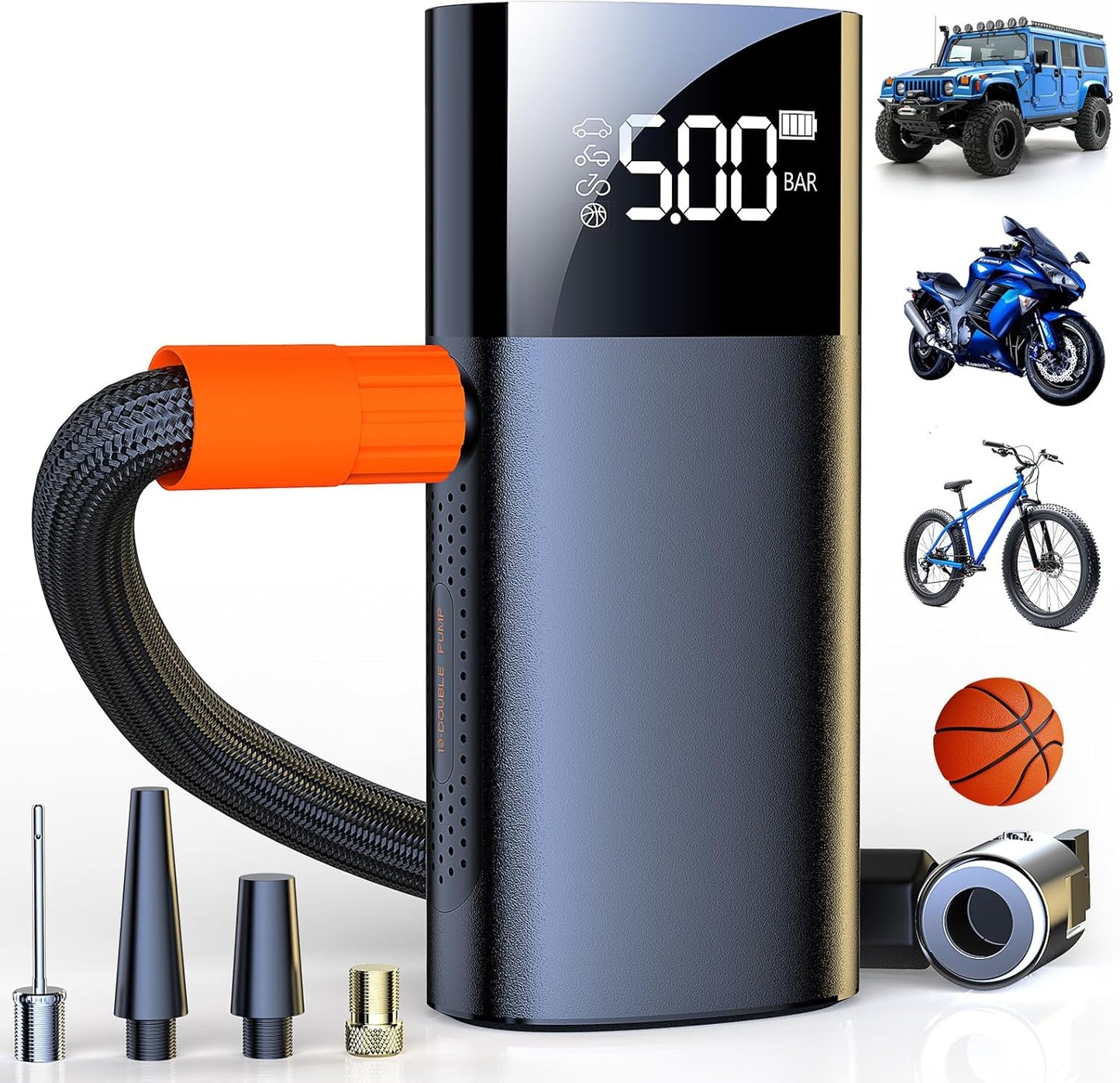 Speedy Tire Inflator Pump - 2x Faster, Cordless, 150PSI, LED Light 