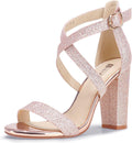 Chunky High Heel Sandal Strappy Open Toe Ankle Strap (Style XWQY)