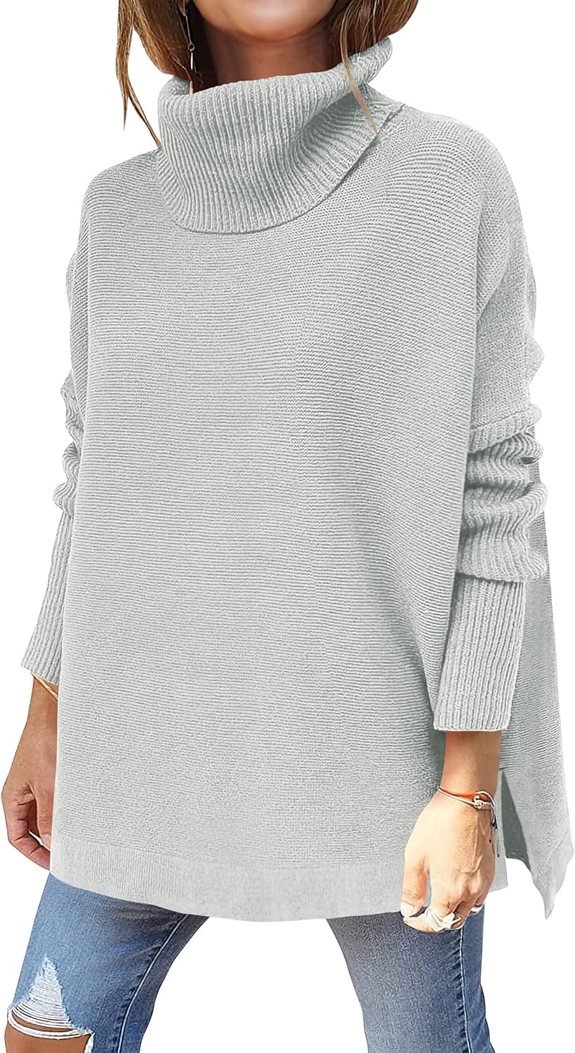 Oversized Turtleneck Batwing Sleeve Sweater for Fall Fashion