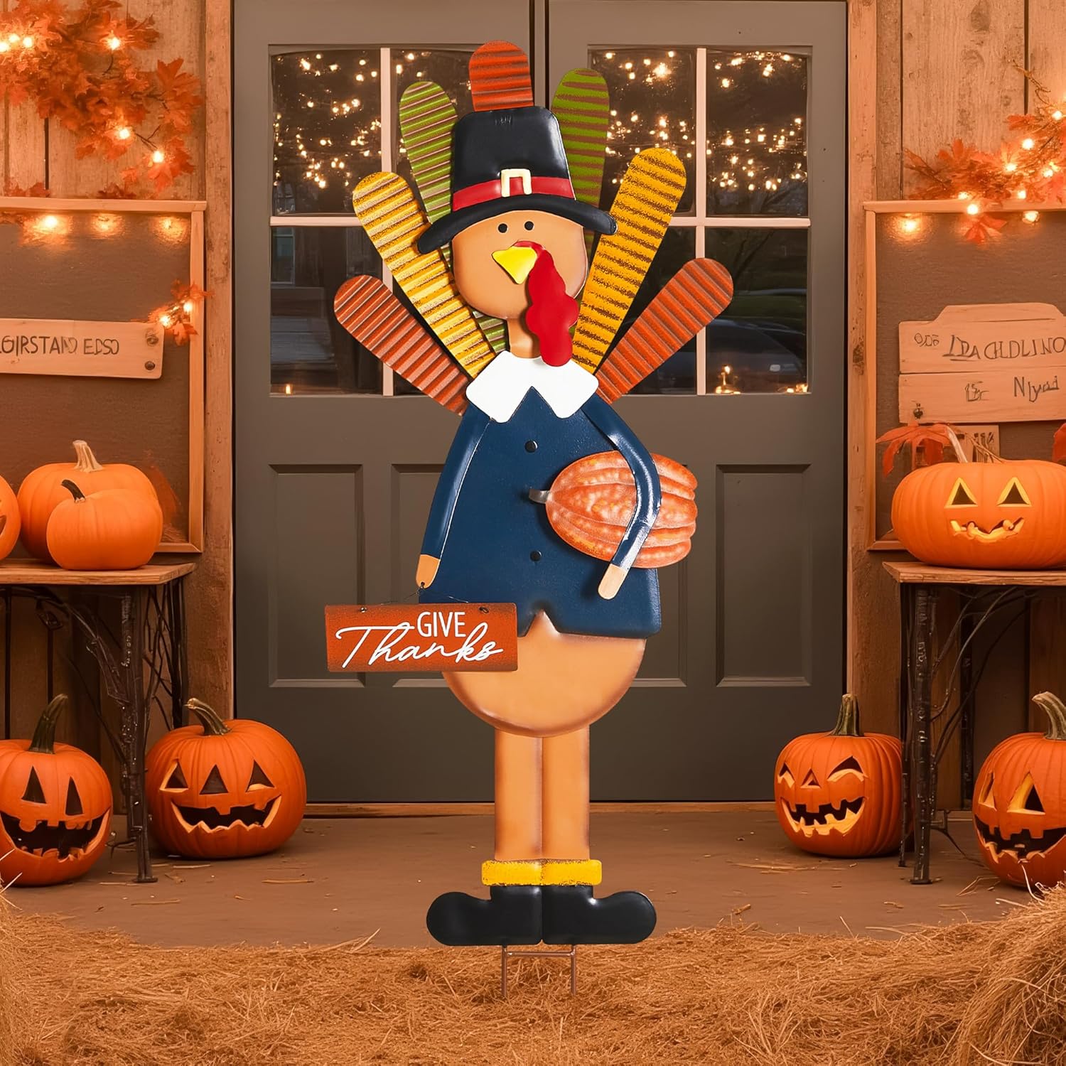 41in Metal Turkey Decor for Outdoor Thanksgiving Celebrations