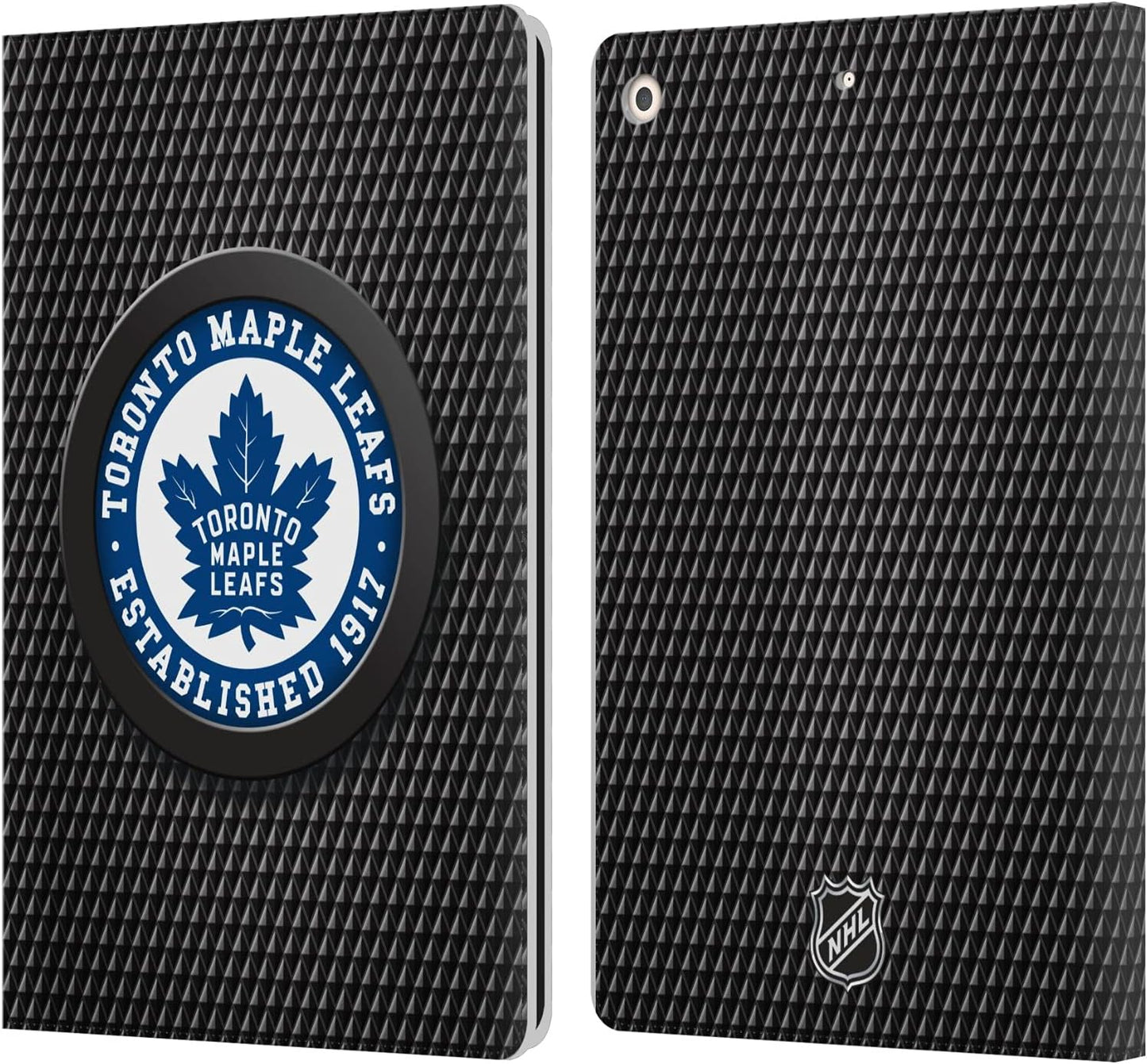 NHL Puck Texture Toronto Maple Leafs Leather Wallet Case for iPad