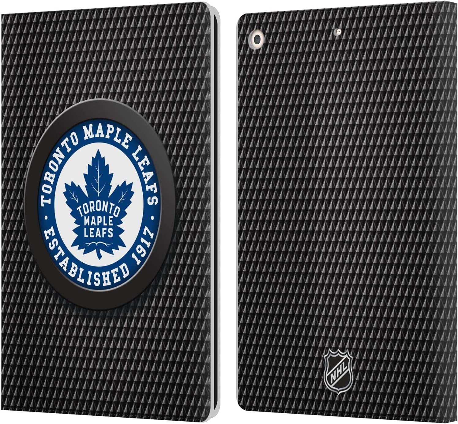 NHL Puck Texture Toronto Maple Leafs Leather Wallet Case for iPad