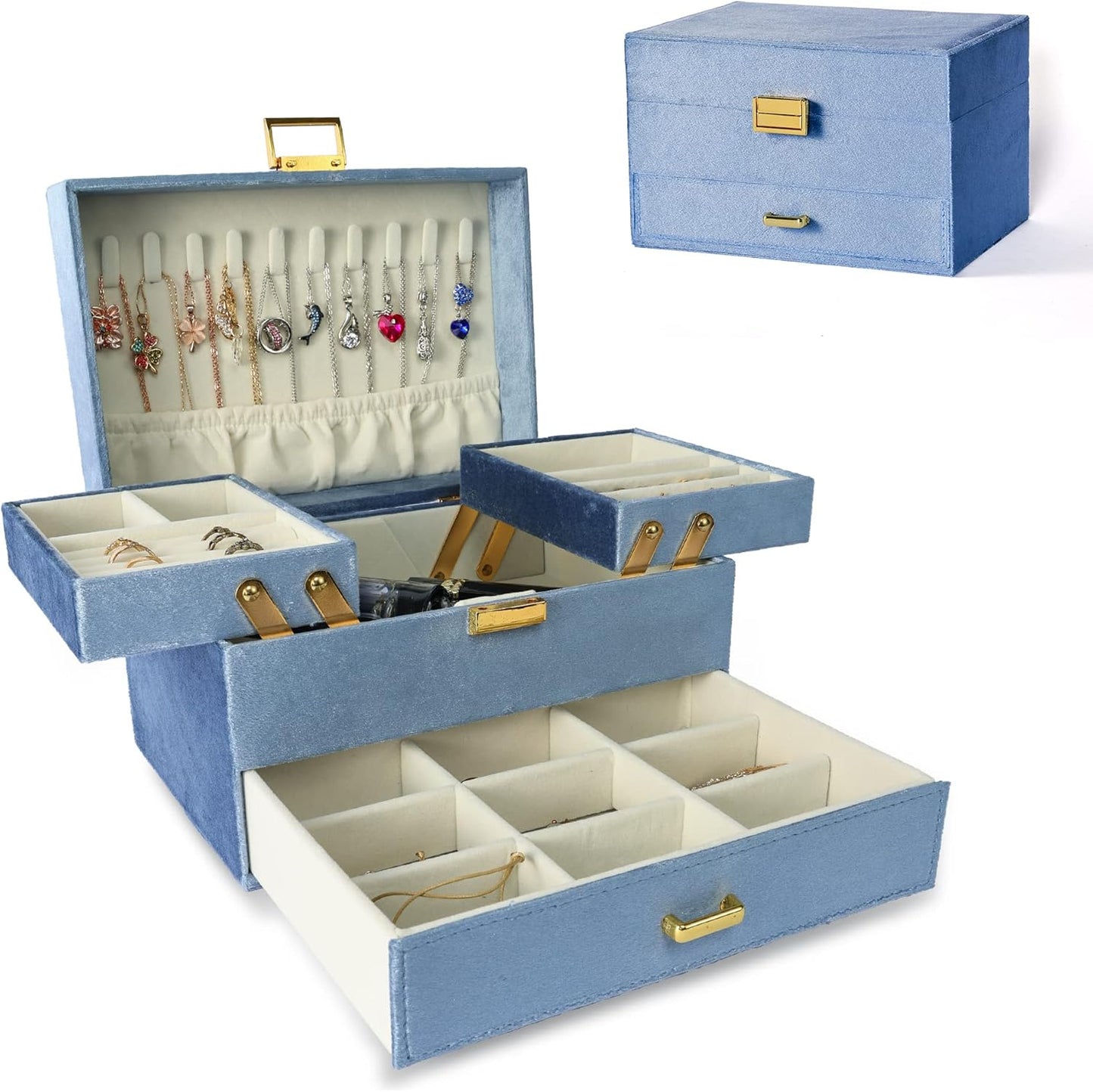 Dajasan Velvet Jewelry Box for Women - Elegant Storage Organizer
