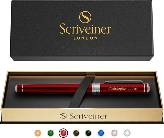 Personalized Deep Crimson Red Pen - Luxury Rollerball Gift Set