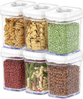 Airtight Food Storage Containers 6 Pack - Clear with White Lids