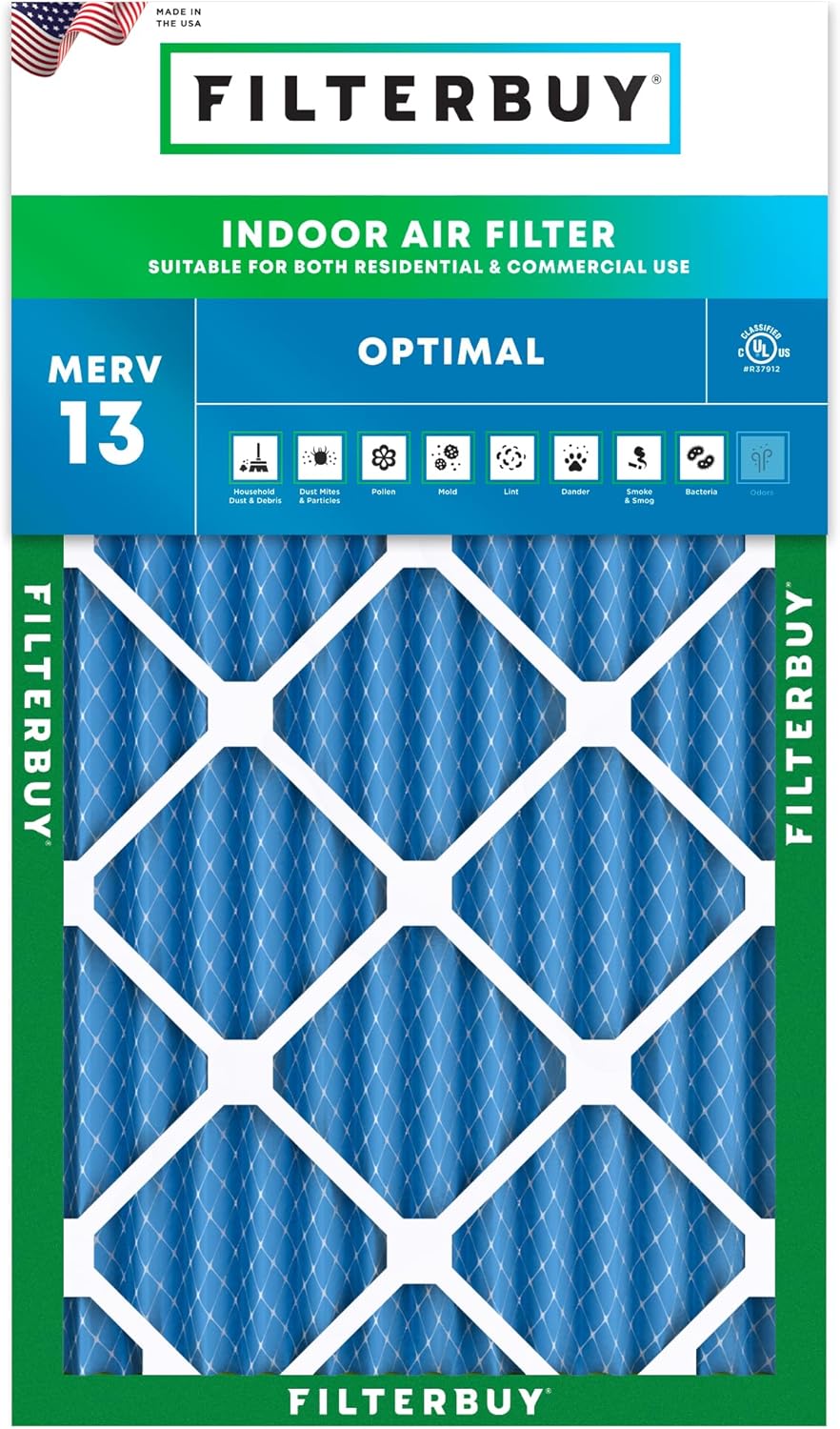 Filterbuy 14x25x2 Air Filter MERV 13 for Smoke & Allergy Defense