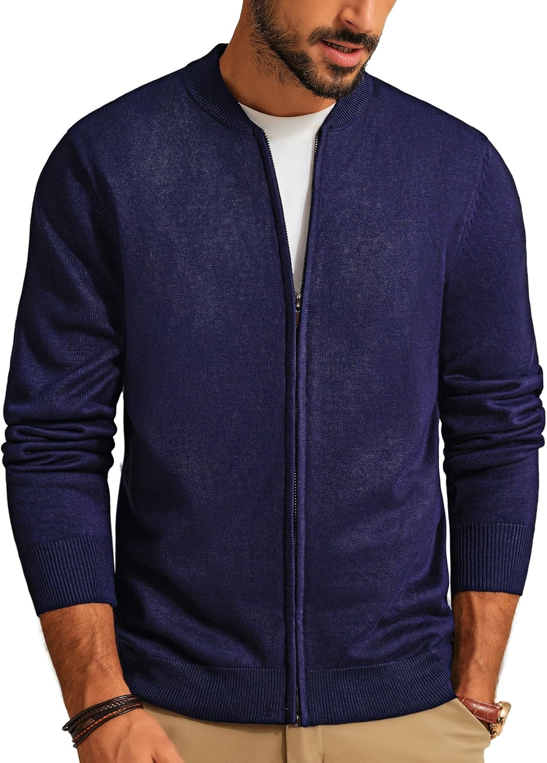 Men's Casual Full Zip Cardigan Sweater for Stylish Comfort
