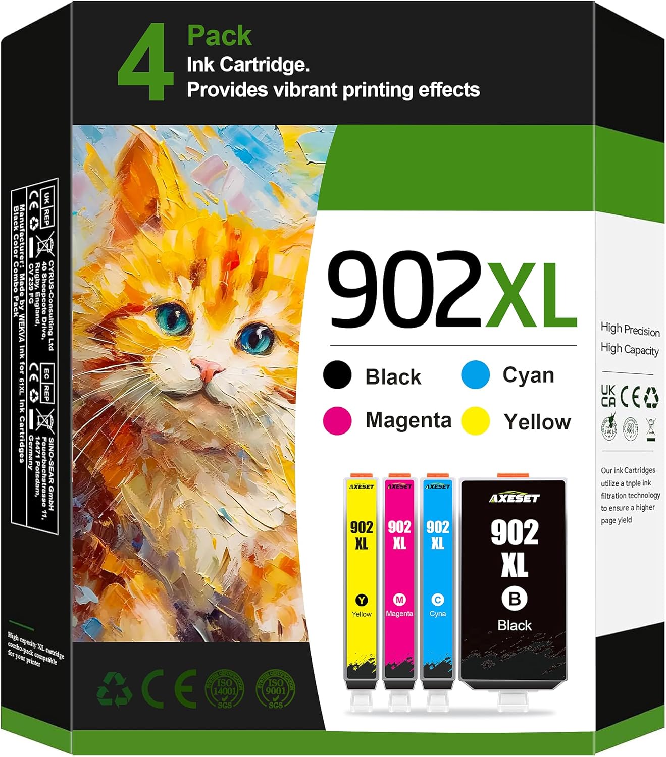 902XL Ink Cartridges for HP Printers - High Yield Combo Pack