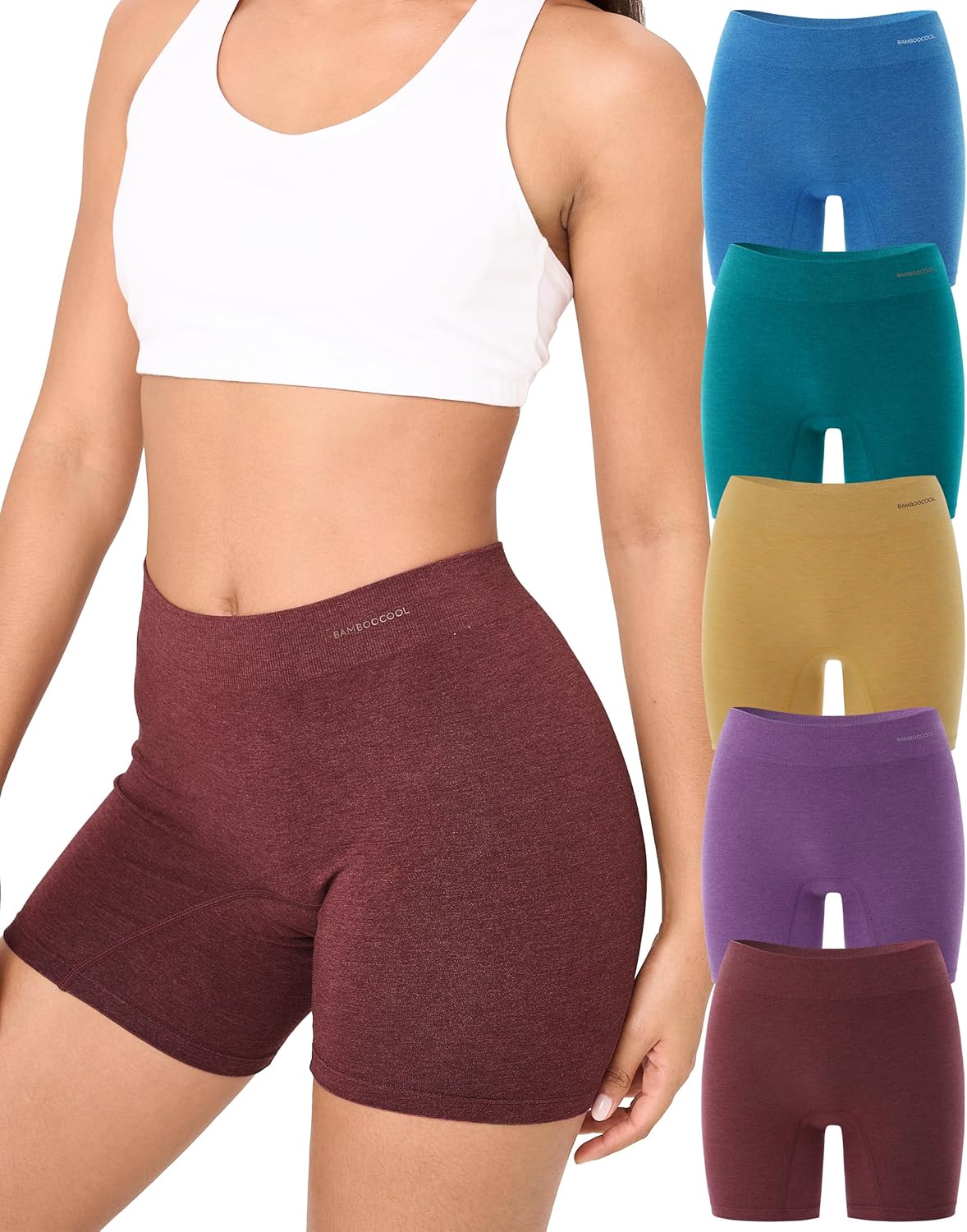 Bamboo Cool Womens Boyshort Panties Seamless Underwear 5 Pack