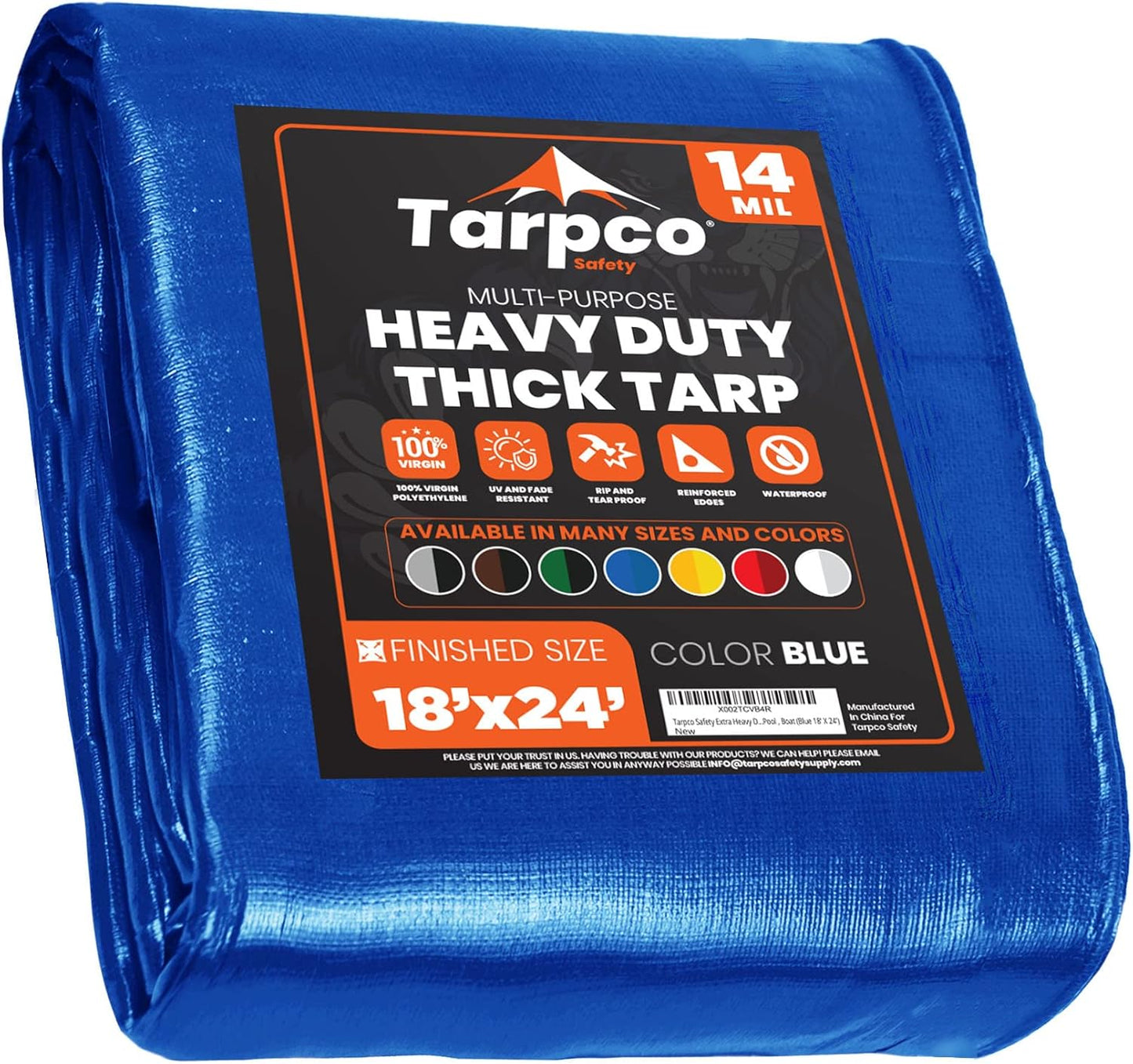 Tarpco Safety Extra Heavy Duty 14 Mil Tarp Cover for All Needs