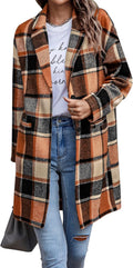 PRETTYGARDEN Women Plaid Shacket Jacket - Cozy Tartan Trench for Fall