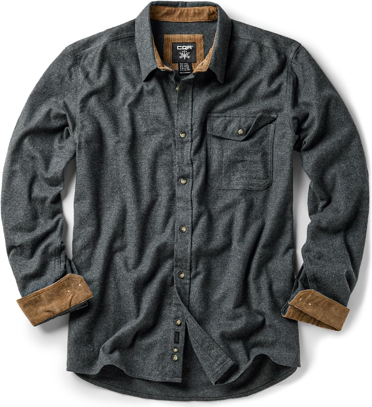 CQR Men's All Cotton Flannel Shirt for Outdoor Comfort and Style