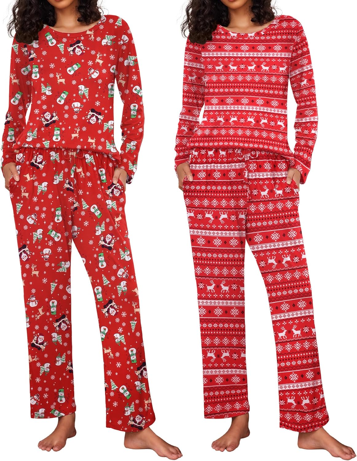 Ekouaer Women's Pajama Set Soft Long Sleeve Sleepwear Loungewear
