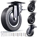 Heavy Duty 8 in Caster Wheels Set of 4 - Industrial Swivel Locking