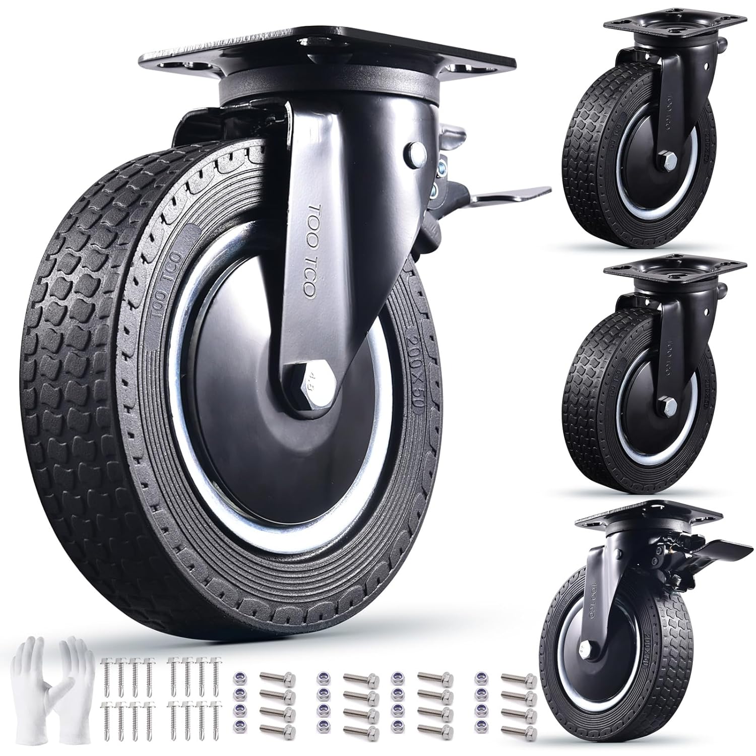 Heavy Duty 8 Inch Caster Wheels Set for Industrial Use