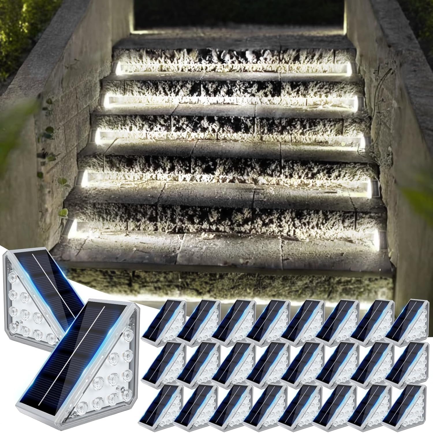 Solar Step Lights for Outside - 24 Pack Waterproof Stair Lights