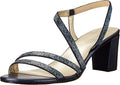 Womens Rhinestone Strappy Heeled Sandal - Comfort Block Heel