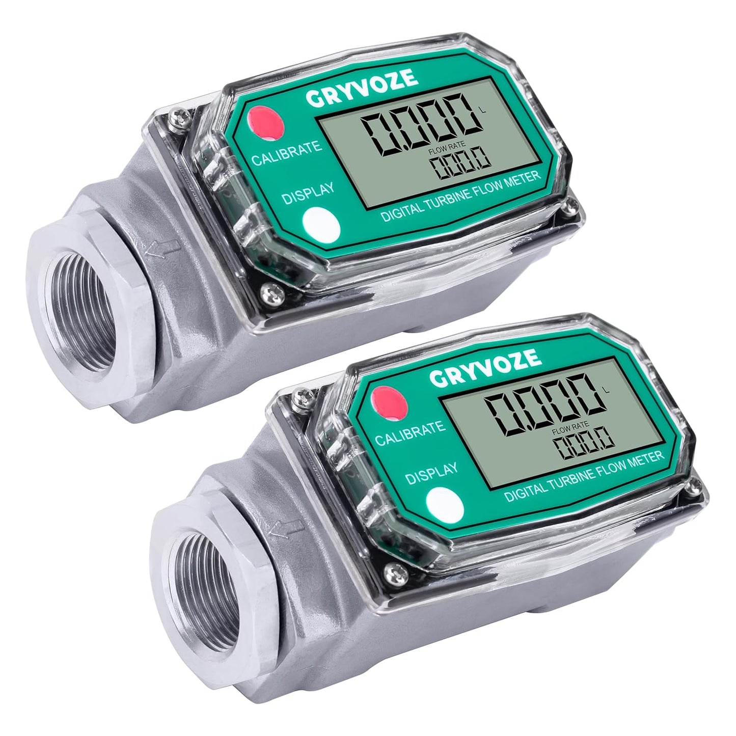 2 PCS 1 Inch Digital Turbine Fuel Flow Meter for Accurate Readings