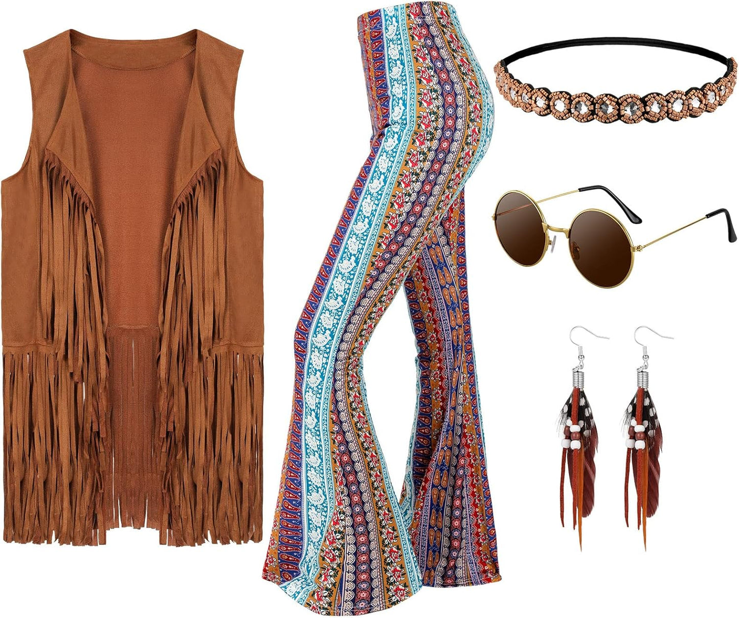 60s 70s Costume for Women Disco Outfits with Accessories Set