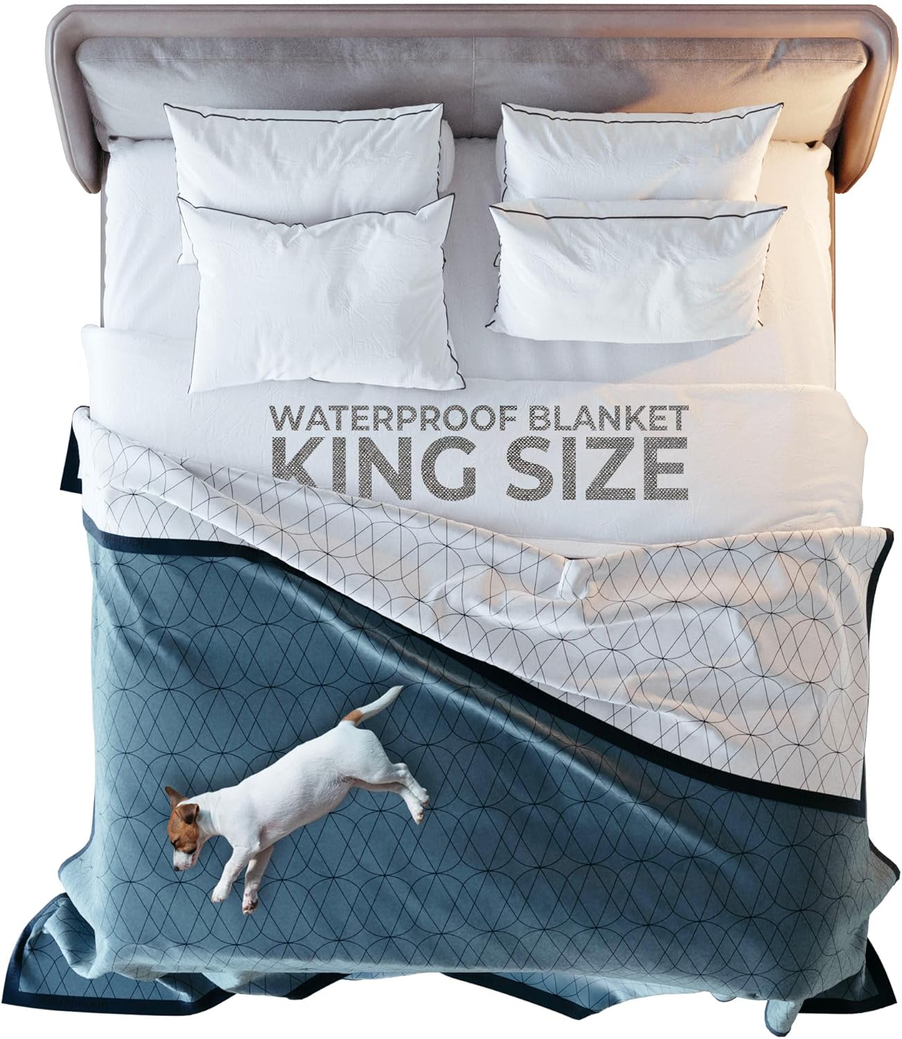 Waterproof Dog Blanket for Bed - King Size 108x90 Inch