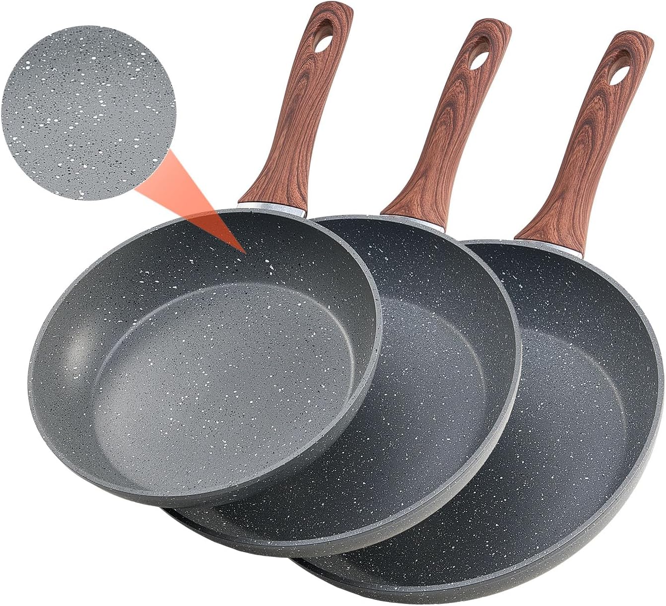 VEVOR Nonstick Granite Frying Pan Skillet Set for All Cooktops