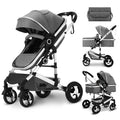 Dark Grey Linen Convertible Baby Stroller 2-in-1 - High Landscape