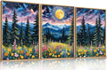 Colorful Mystical Mountain Moon Framed Canvas Wall Art Set - Dreamy