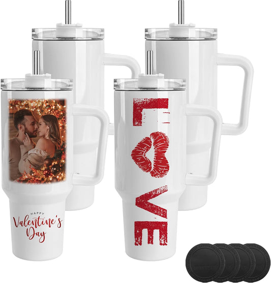 40oz Sublimation Tumbler 4 Pack with Handle for DIY Crafts